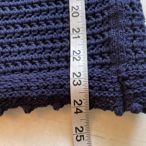 Talbots Navy Open-Knit V-Neck Button Front Cardigan - Picture 8 of 9